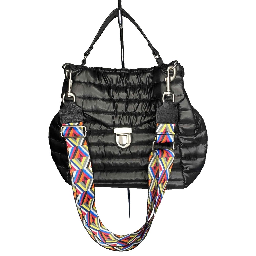 THINK ROYLN Black Crossbody Bag with Multicolor Strap